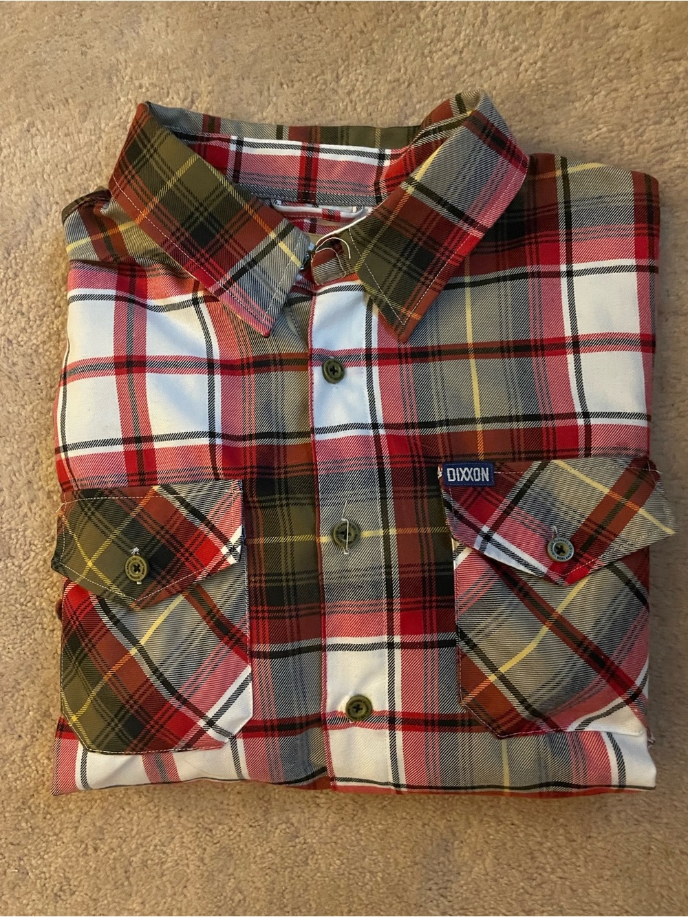 DIXXON Red, Olive & White Plaid Button-Down Shirt